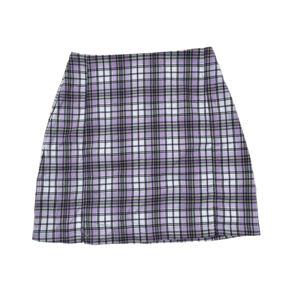 John galt brandy melville purple green black plaid mini skirt